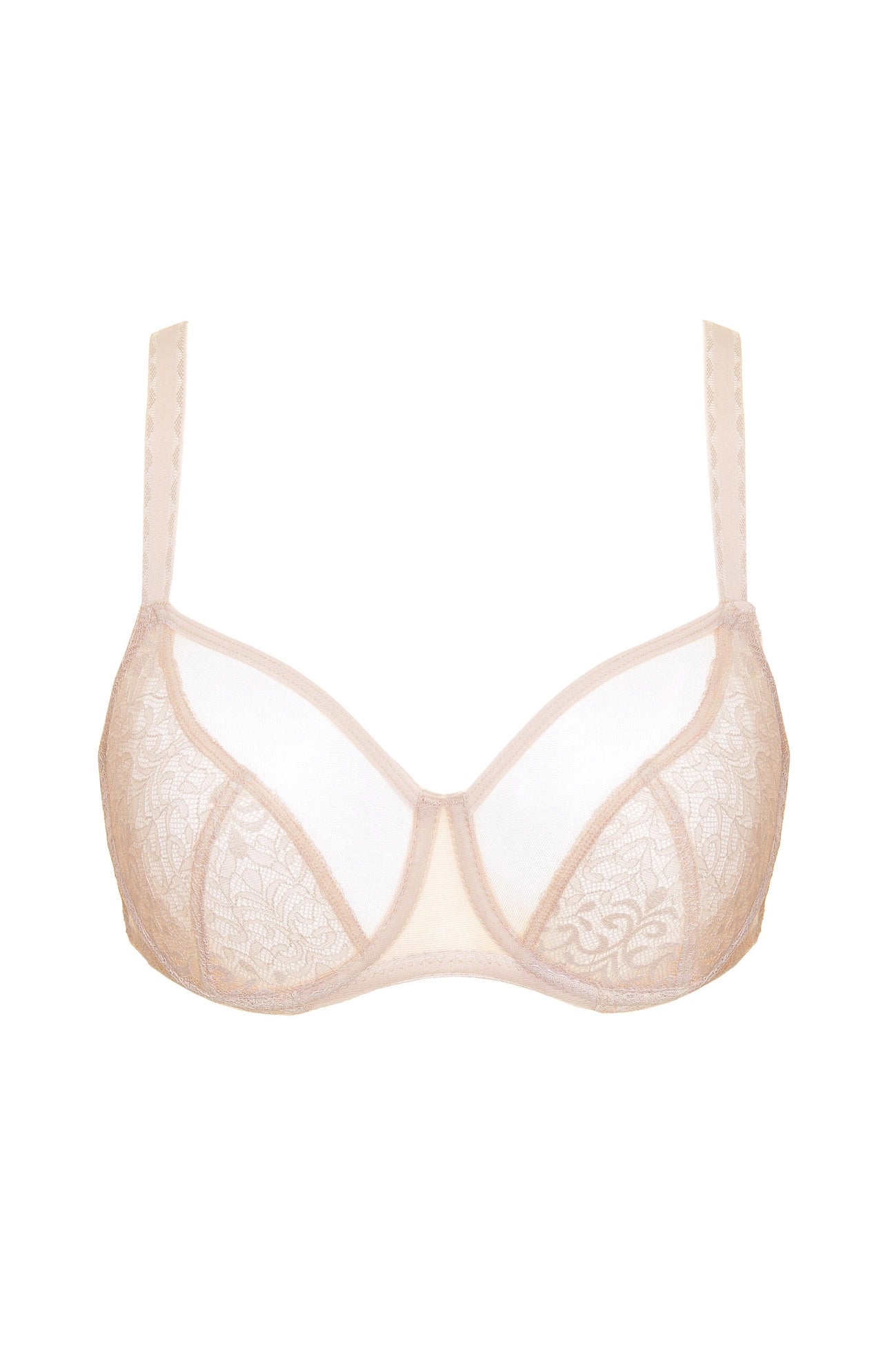 Gabi smėlio spalvos minkšta nėriniuota liemenėlė (plus size) (Nuolaidų grupė A) | Gorteks | MySalvio