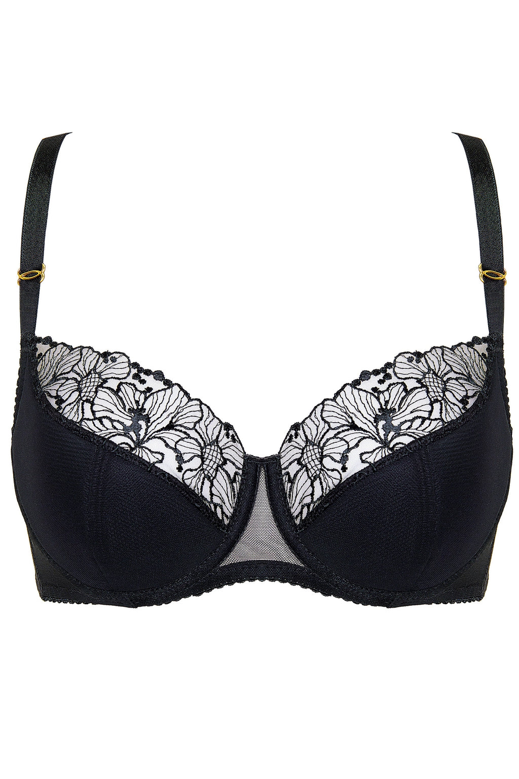 Fleur semi-padded bra with embroidery black (Discount Group B) | Gorteks | MySalvio