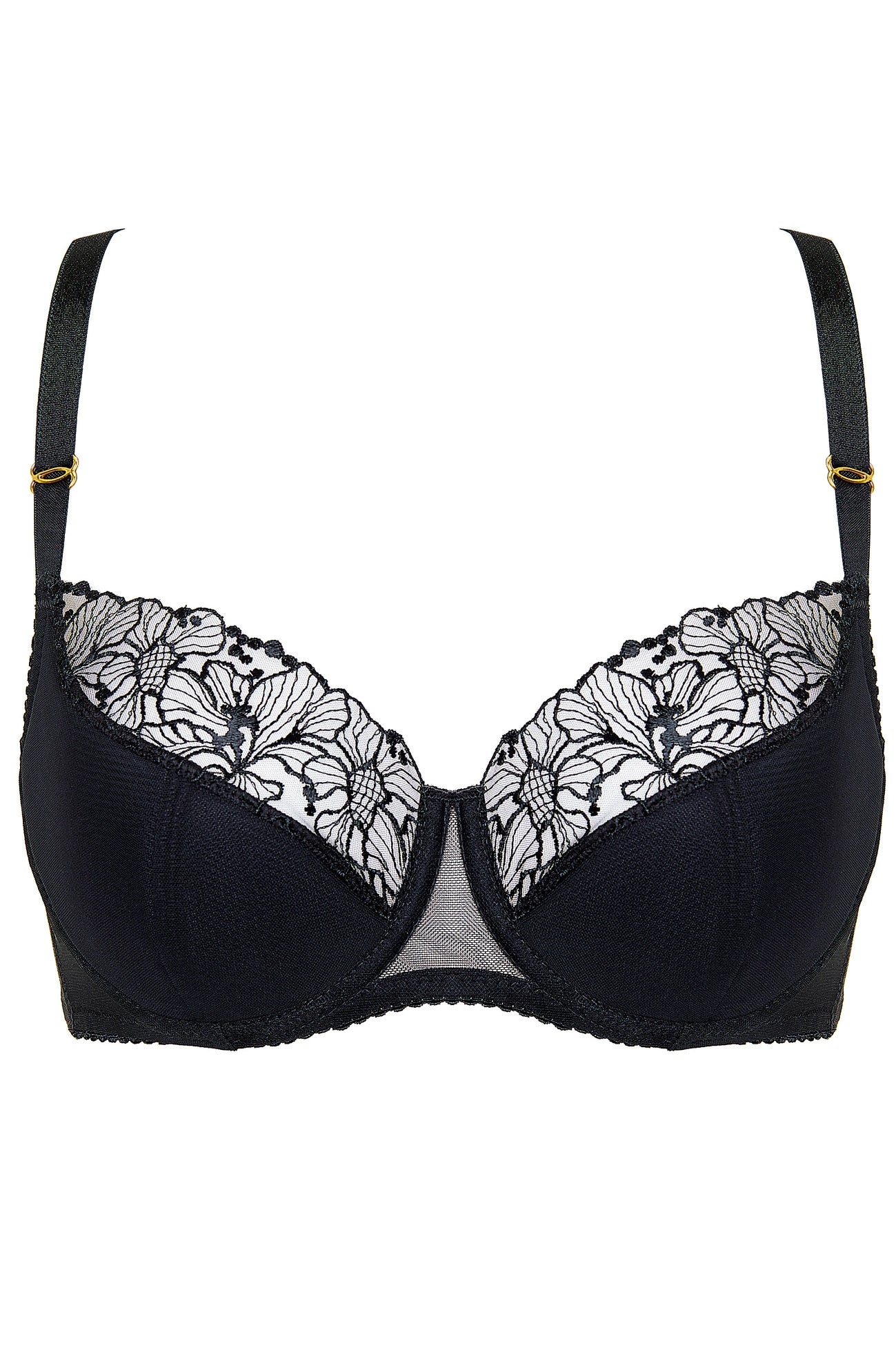 Fleur semi-padded bra with embroidery black (Discount Group B) | Gorteks | MySalvio