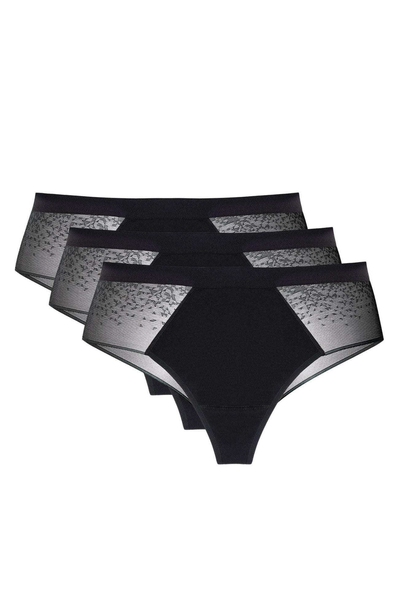 Hela cotton black brazilian style briefs with lace back 3-pack (Discount Group A) | Gorteks | MySalvio