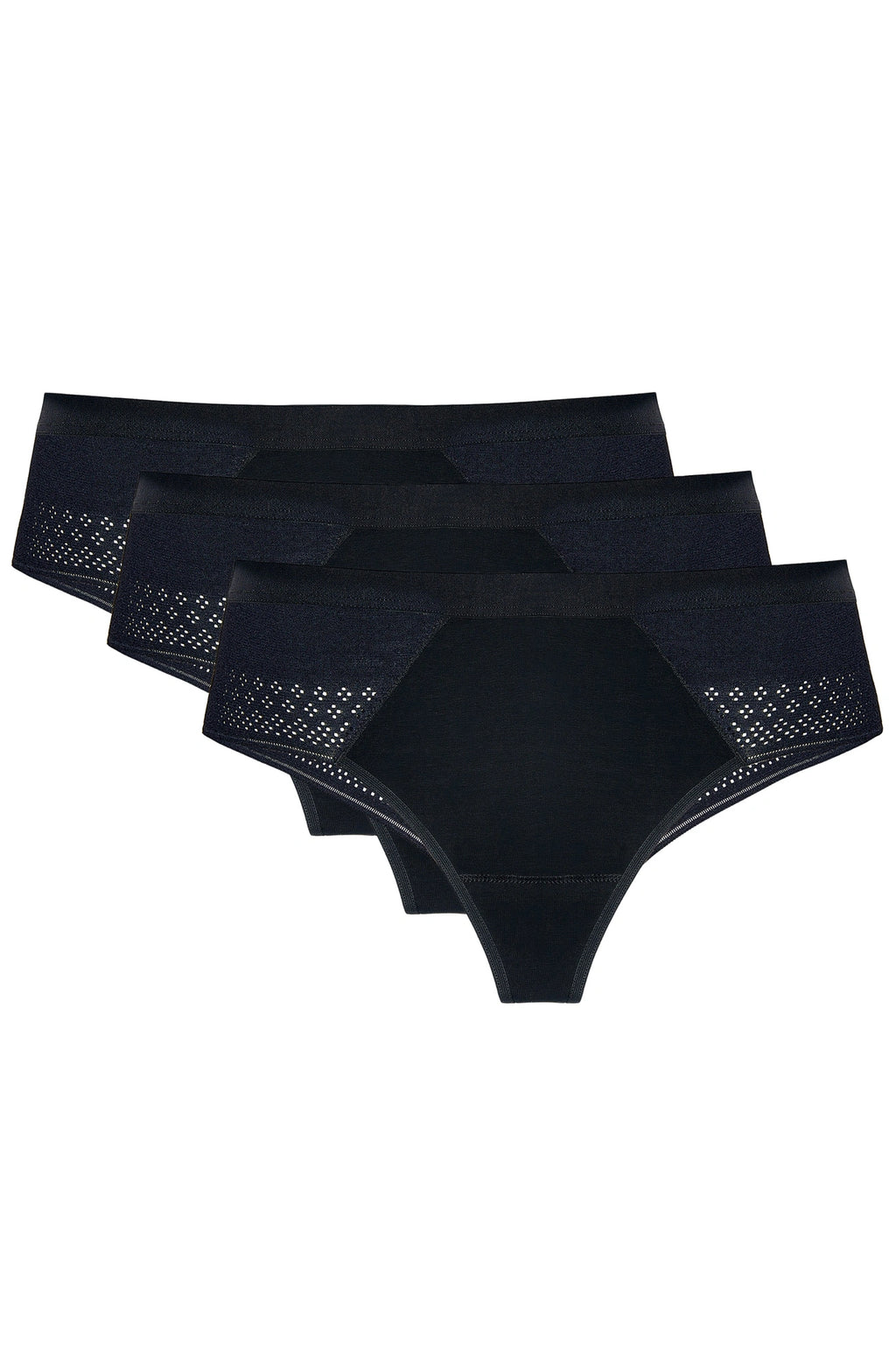 Olga Cotton Thong with Lace black (Discount Group A) (3-Pack) | Gorteks | MySalvio