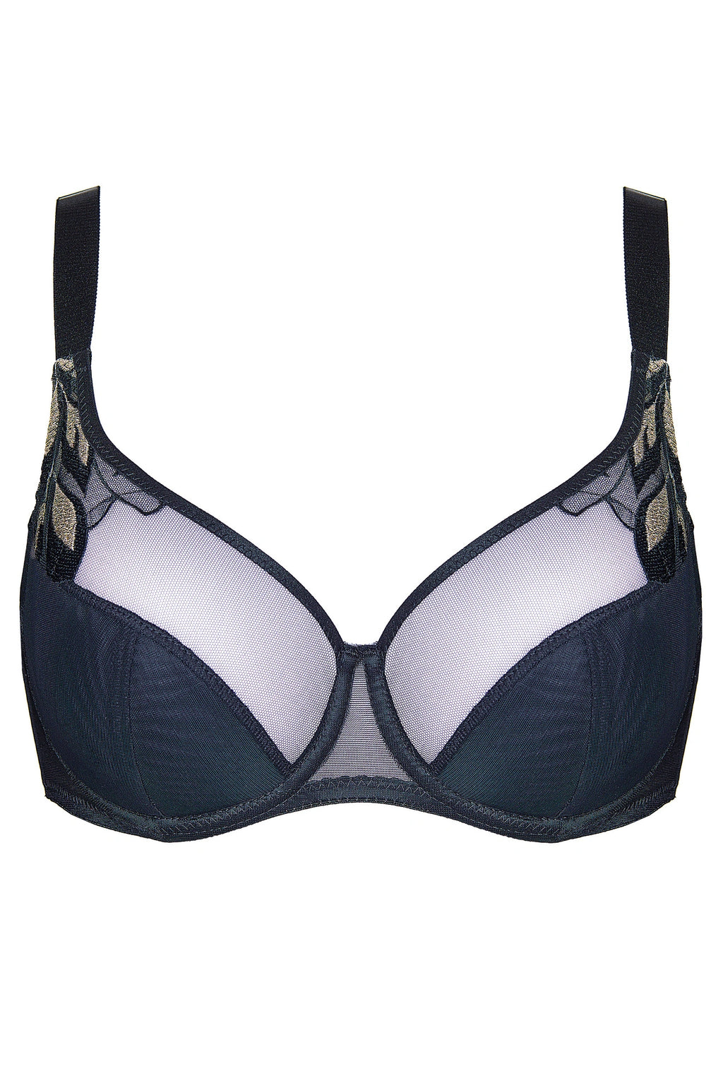 Fairy black semi-padded bra with decorative embroidery | Gorteks | MySalvio