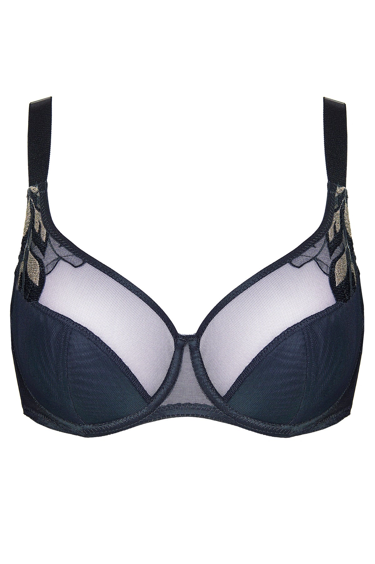 Fairy black semi-padded bra with decorative embroidery | Gorteks | MySalvio