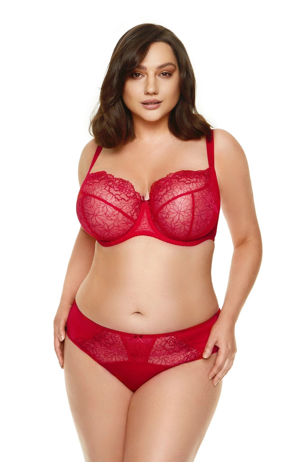 Pamela soft embroidered bra carmine (Discount Group A) | Gorteks | MySalvio